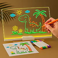 Світлодіодна LED дошка для малювання 20×30см з підсвіткою USB, 7 маркерів, розмальовки подарунок дітям