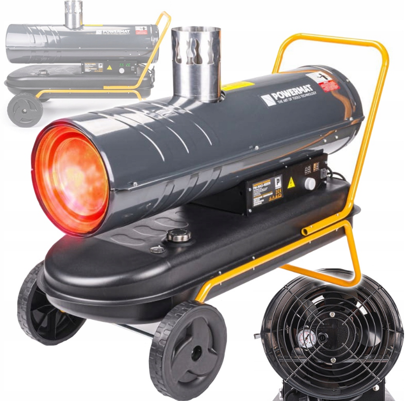 Теплова гармата дизельна з димоходом, термостатом та LCD-дисплеєм Powermat 40кВт (Польща), фото 1