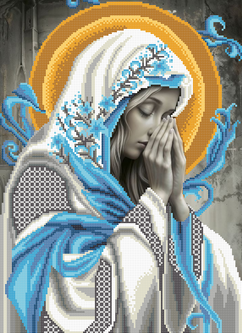 Схема для вишивки бісером ,, Молитва голубий Золотий Німб,,, фото 1