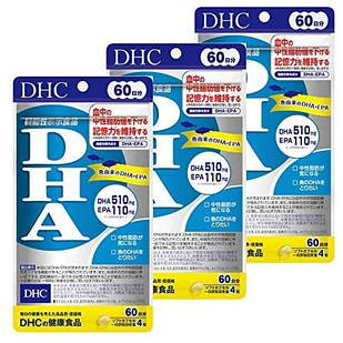 DHC DHA + EPA, Omega-3, вітамін Е, виробництво Японії, 240 желатинових капсул х 3 упаковки