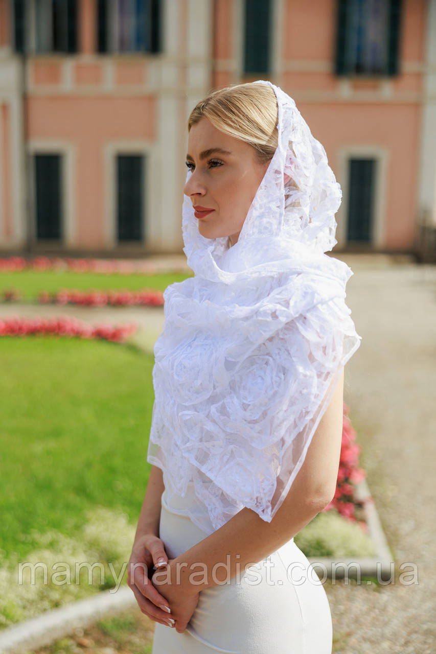 Палантин у церкву на хрещення, вінчання, хустина в церкву, фото 1