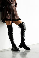 Теплі жіночі високі чоботи ботфорти єврозиму утеплені байкою та хутряною устілкою з блискавкою по всій довжині