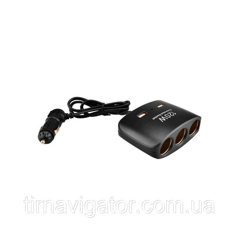 Розгалужувач на 3 виходи Olesson 1511 (2 USB 3.1A,120W 12/24В), фото 1