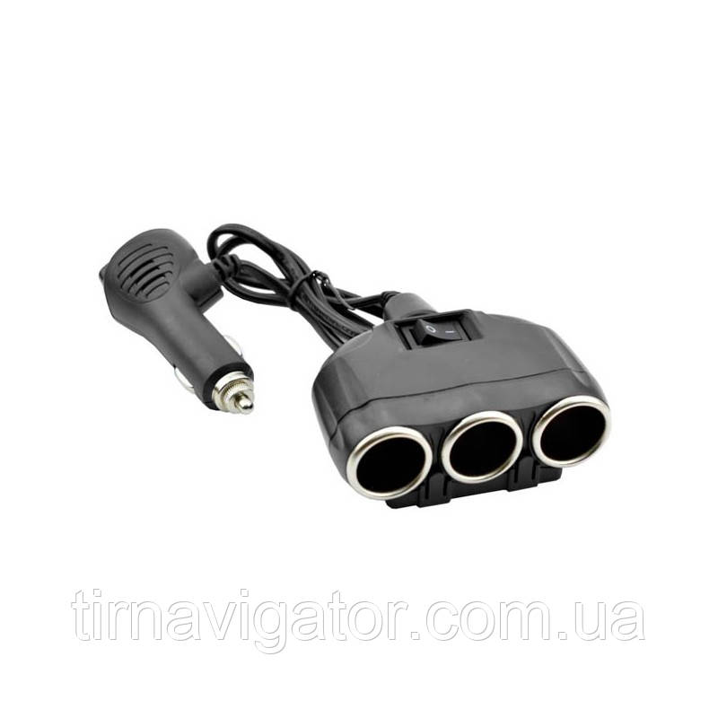 Розгалужувач на 3 виходи Olesson 1634 (USB 3.1A, 12/24В, вимикач), фото 1