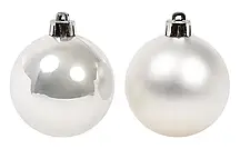 Уцінка!!! Набір ялинкових куль 6 см, колір — срібло, 6 шт.: матовий, перламутр — по 3 шт.