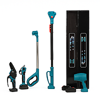 Акумуляторний універсальний набір садових інструментів 5в1 - Секатор + Ланцюгова пилка 6" + Повітродувка + Тример + Висоторіз