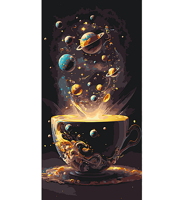 Картина за номерами 40×80 см Kontur. Космічна кава з фарбами металік DS0712