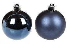 Уцінка!!! Набір ялинкових куль 6 см, колір синій, 6 шт.: глянець, матовий — по 3 шт.