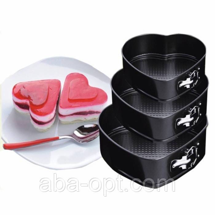 Форма антипригарна роз'ємна "Серце міні" (набір 3 шт), фото 1