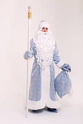 Елітний костюм Діда Мороза, наряд Святого Миколая, білий жаккард з синім візерунком