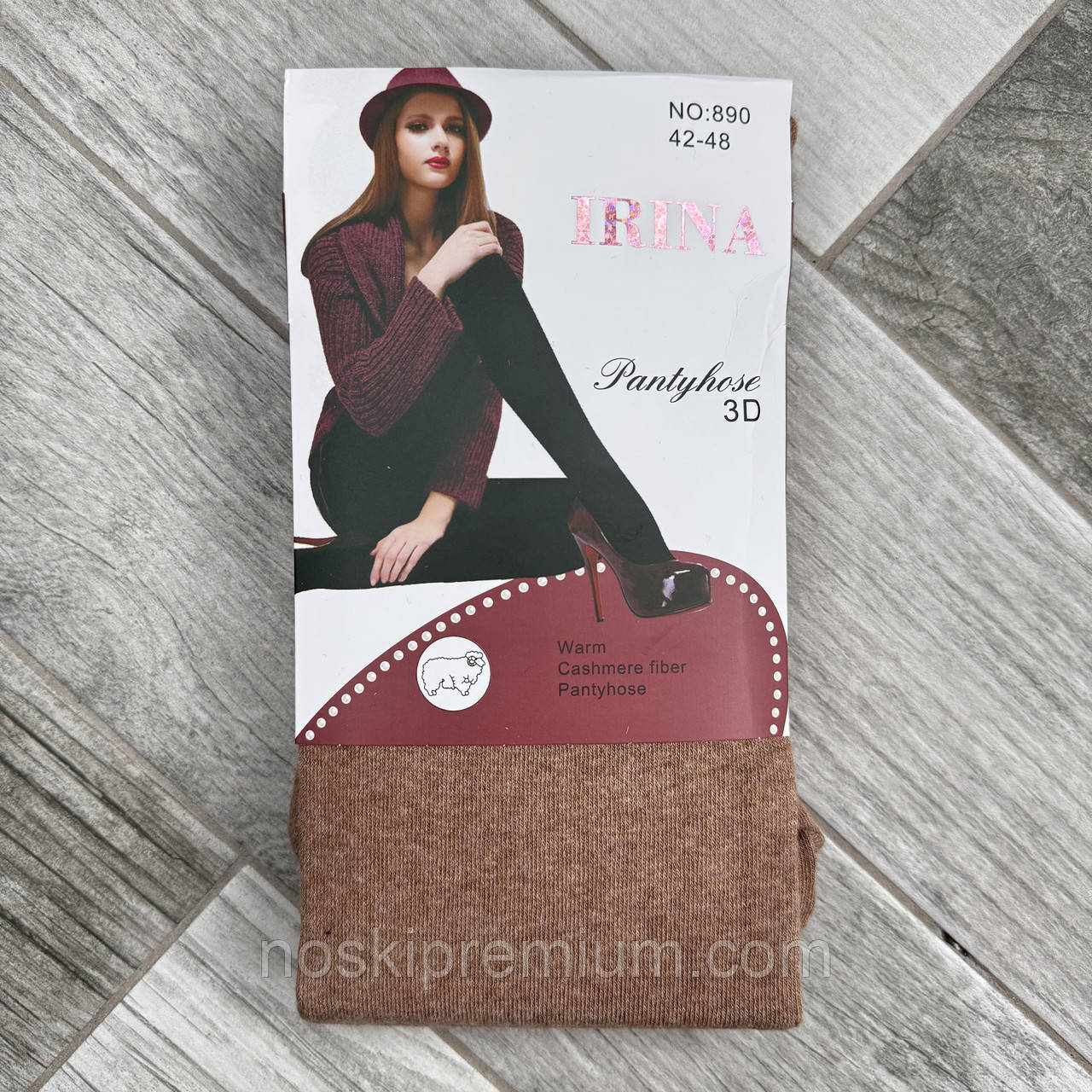 Колготки жіночі кашемір вовна Irina, 54-60 розмір, бежеві, 890А, фото 1