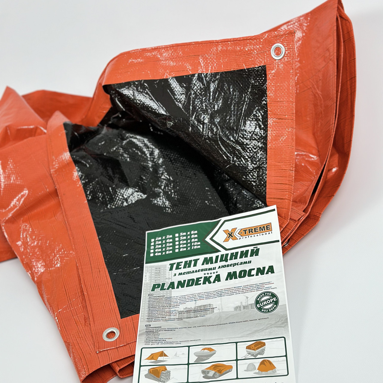Тент двошаровий Plandeka Mochnа Помаранчевий 120гр/м2 8х10 м Укривний тент від сонця