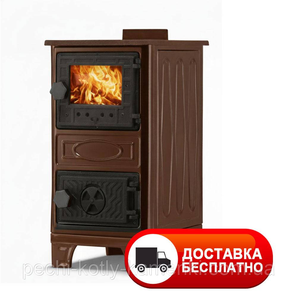 Піч-камін Duval EM-314F на дровах, компактна, недорога модель