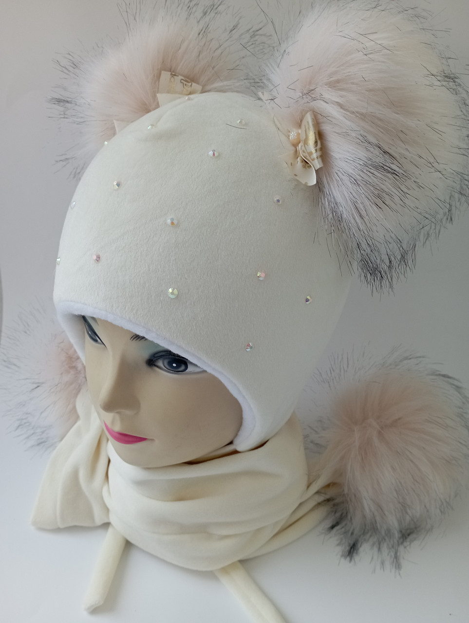 Гарний зимовий головний комплект для дівчинки, фото 1