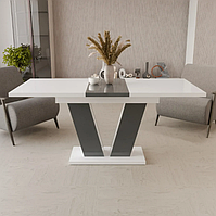Обідній розсувний стіл Неман РОЙ МДФ Білий/Сірий глянець