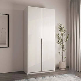 Висока шафа з полицями для одягу та штангою під вішалки шириною 100 см Шафи високі офісні з ДСП