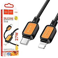 Кабель Type-C-Lightning Hoco X108 (27W/1м/силікон) чорний, зарядний кабель силікон