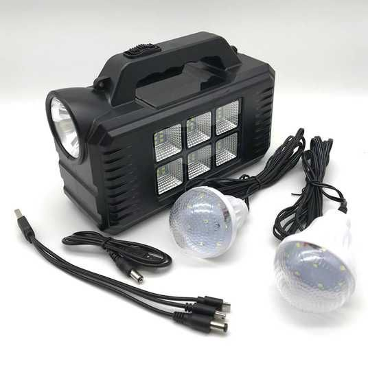 Переносний ліхтар GD 8077FM Solar, 1+1, 2 лампочки 3 W, USB-вихід, сонячна станція, фото 1