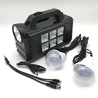 Переносний ліхтар GD 8077FM Solar, 1+1, 2 лампочки 3 W, USB-вихід, сонячна станція