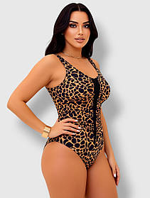 Жіночий купальник леопард Sisianna 3941 чорний 48 50 52 54 56 розмір