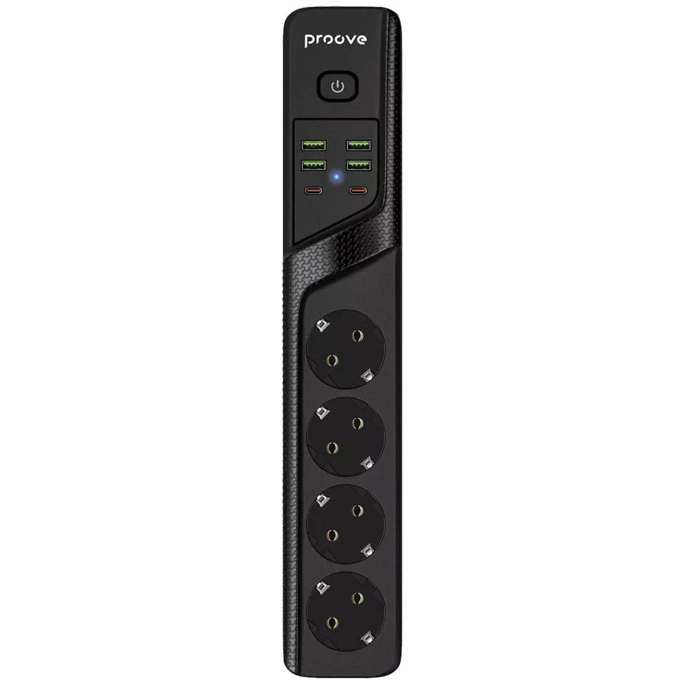 Мережевий фільтр Proove Power Strip P-04 (4 розетки+4USB+2Type-C) 3m Black (PSP442430001)