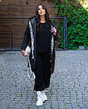 Жіноча демісезонна подовжена куртка №763-чорний, фото 6