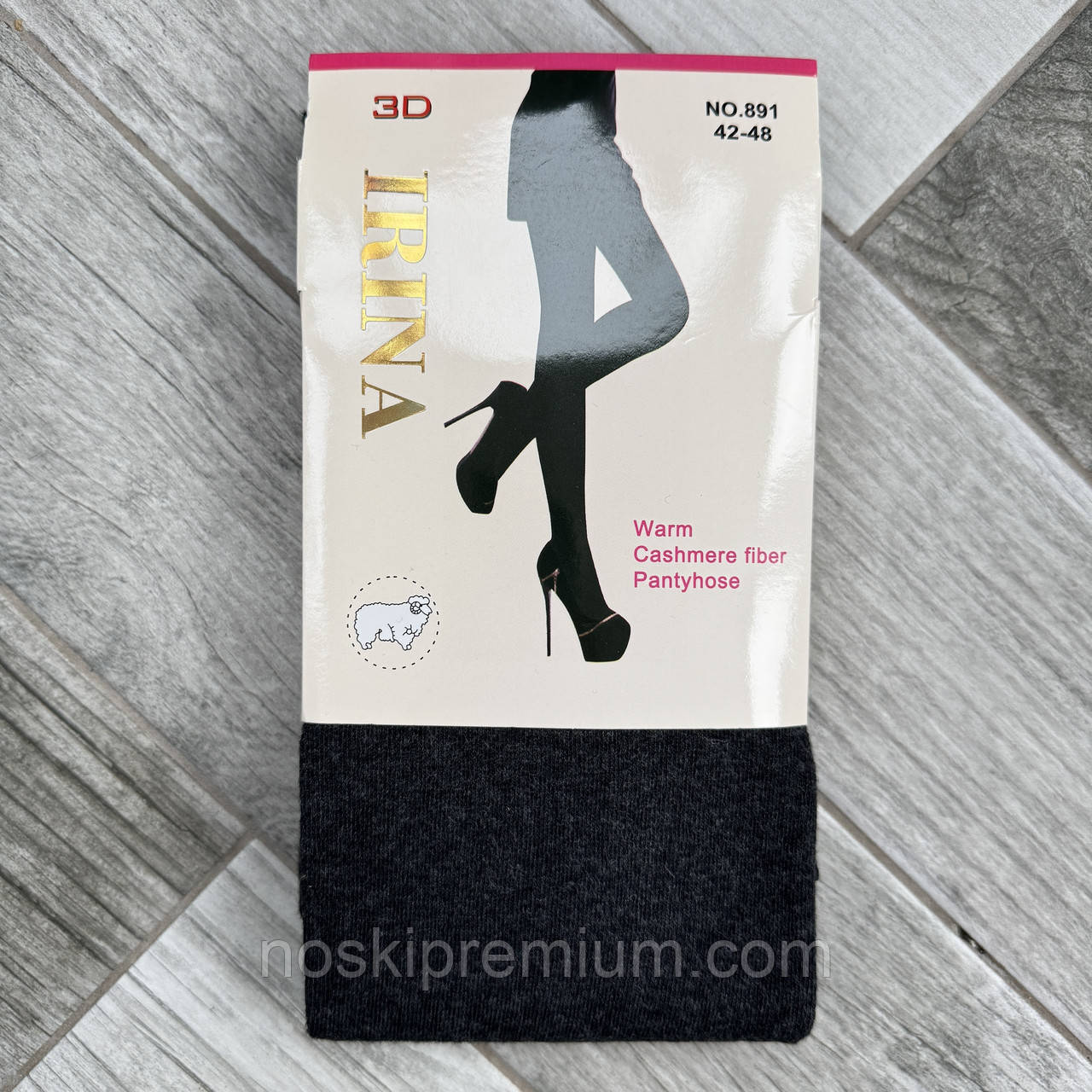 Колготки жіночі кашемір вовна Irina, 48-54 розмір, темно-сірі, 891, фото 1