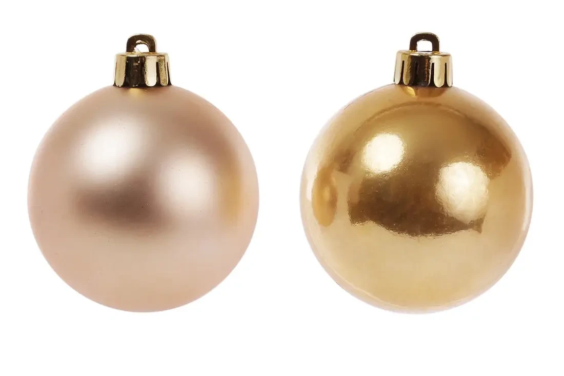 Уценка!!! Набір ялинкових куль 6 см, колір — світле золото, 6 шт.: матовий, перламутр — по 3 шт.