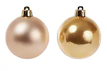 Уценка!!! Набір ялинкових куль 6 см, колір — світле золото, 6 шт.: матовий, перламутр — по 3 шт.