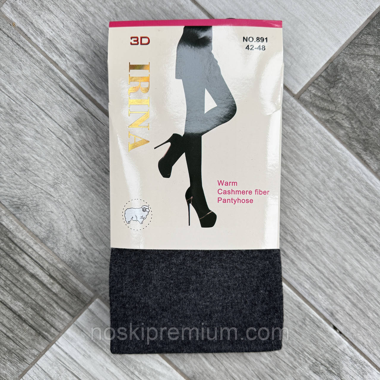 Колготки жіночі кашемір вовна Irina, 48-54 розмір, сірі, 891, фото 1