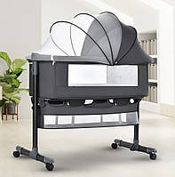 Багатофункціональне дитяче приставне ліжечко-гойдалка з сповивальним столиком Дитяче ліжечко-трансформер 2 в 1