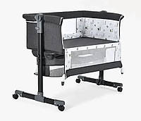 Дитяче ліжко з гойданням і сповивальним столиком Приставне ліжечко-гойдалка з м'яким матрацом