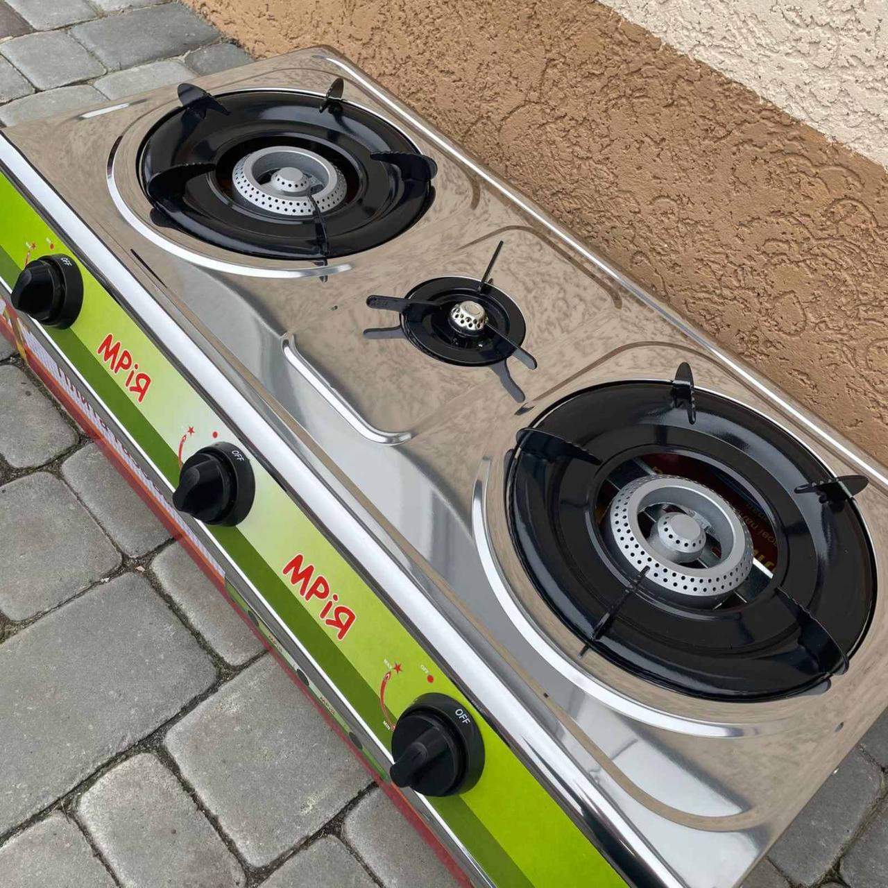 Газова плита Мрія (3 конфорки нержавіюча сталь), фото 1