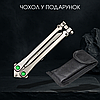 Ніж метелик Bones з зеленим кристалом D60, фото 4