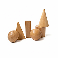 Набір геометричних тіл та фігур (дерево) навчальний посібник для уроків математики та геометрії