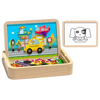 Магнітна дерев’яна дошка “Транспорт” (магнітні елементи, маркер пиши-витирай) C 75302
