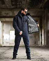 Зимовий костюм рятувальника ДСНС теплий тактичний комплект OmniHeat, темно-синя форма тактична jg523