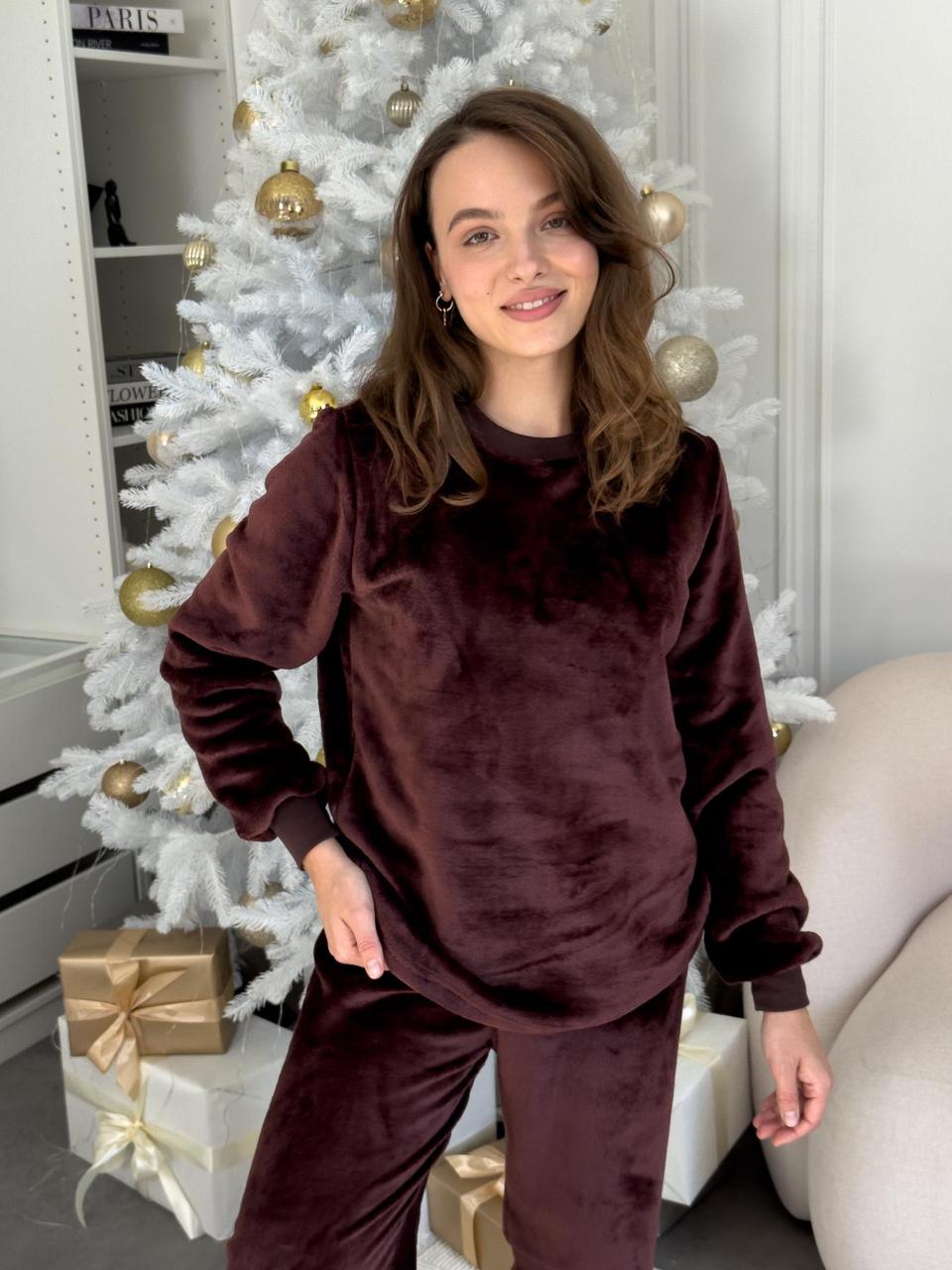 Піжама жіноча COSY тепла "Теплик" S шоколад, фото 1