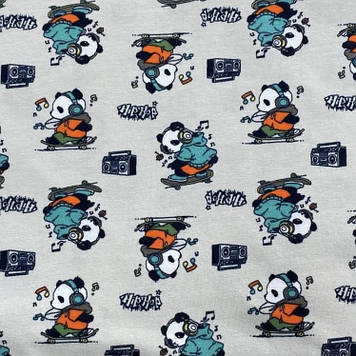 Кулір стрейч трикотажний преміум набивка пандочки