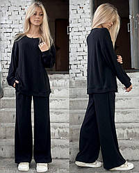 Підлітковий стильний костюм джемпер і штани палаццо, розміри на рости 134 — 160 + Відеогляд