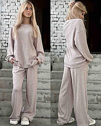 Підлітковий стильний костюм джемпер і штани палаццо, розміри на рости 134 — 160 + Відеогляд