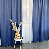 Готові штори Сині льон 270*150 см модні щільні портьєри для спальні та вітальні, фото 3