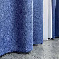 Готові штори Сині льон 270*150 см модні щільні портьєри для спальні та вітальні, фото 7