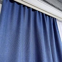 Готові штори Сині льон 270*150 см модні щільні портьєри для спальні та вітальні, фото 8