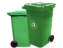Контейнер для сміття Mirpol зелений 240 л, GT-240H zielony  з кришкою та колесами