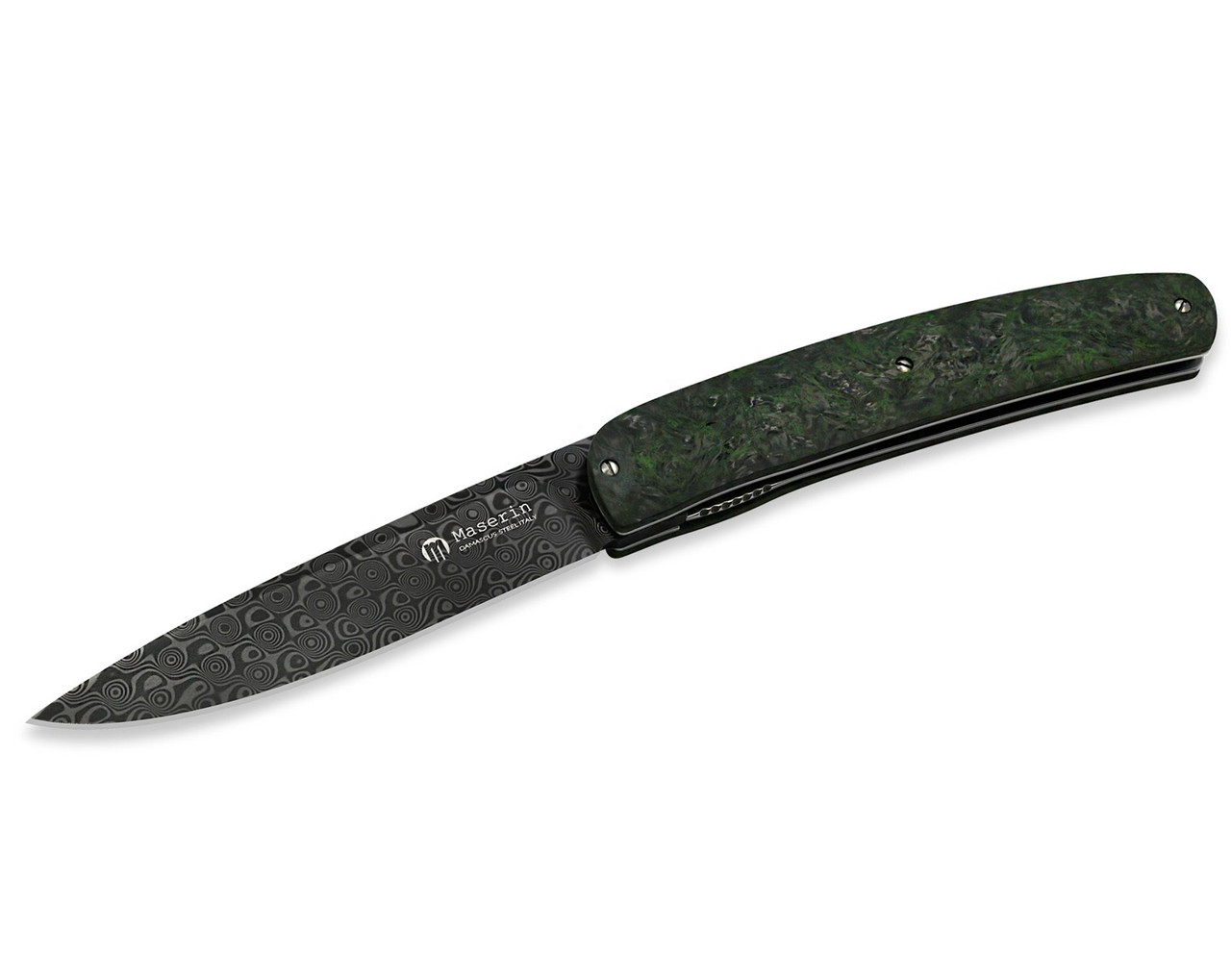 Ніж Maserin Gourmet, дамаск, fat carbon, зелений 380/DV