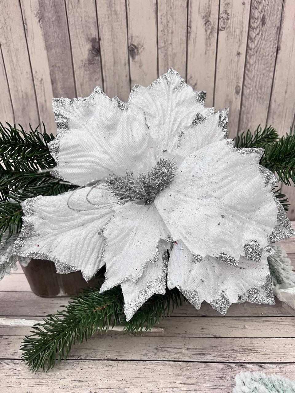 Квітка штучна оксамитова для новорічного декору  d-30 cm, фото 1