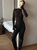 Комбинезон теплый на молнии черный женский, термо на флисе 42-44, 46-48 рин4942-398