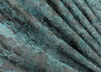 Шторна тканина "Льон Преміум", Туреччина. Колір сірий з бірюзовим. Код 1837ш