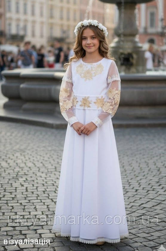 Вишите красиве плаття  "Розочка" з золотою вишивкою